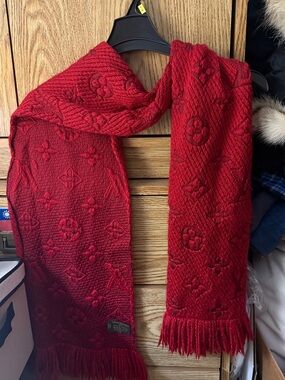 Louis Vuitton Red Monogram Knit Scarf